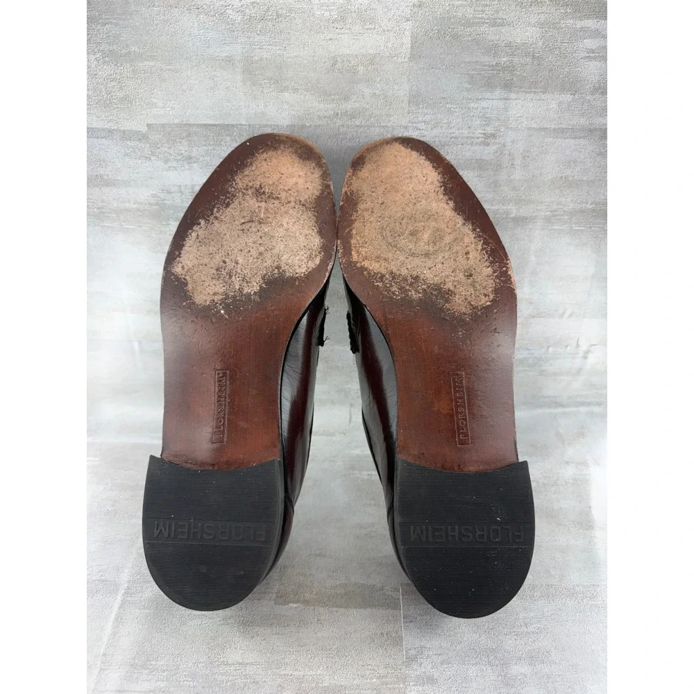 Florsheim Men Brown Leather Apron Toe Slip On Loafers Dress Shoes Sz 14D
